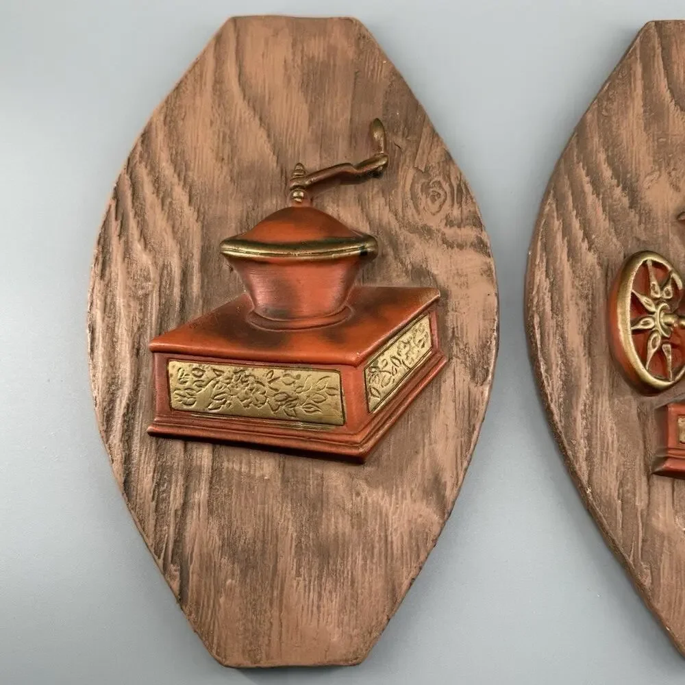 Vintage Farmhouse Kitchen Wall hanging Plaster Wood Grain Vintage Hand Painted